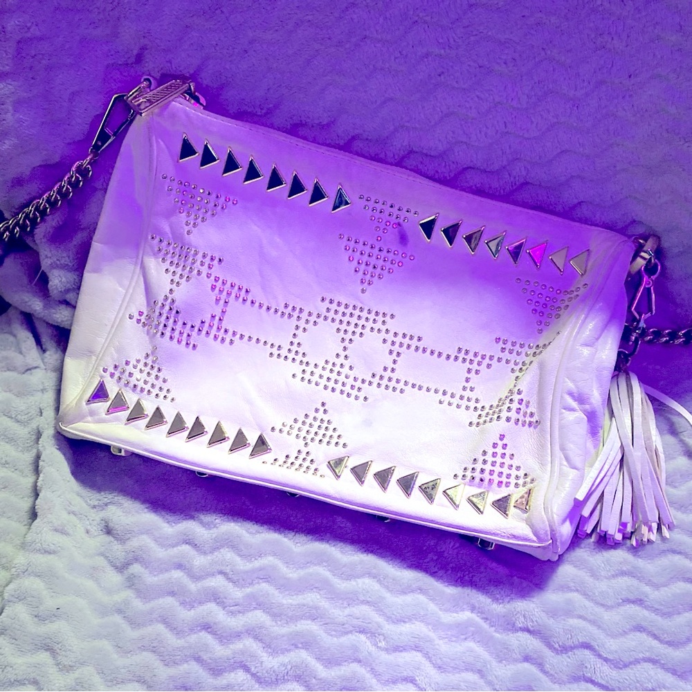 White studded Rebecca Minkoff crossbody bag